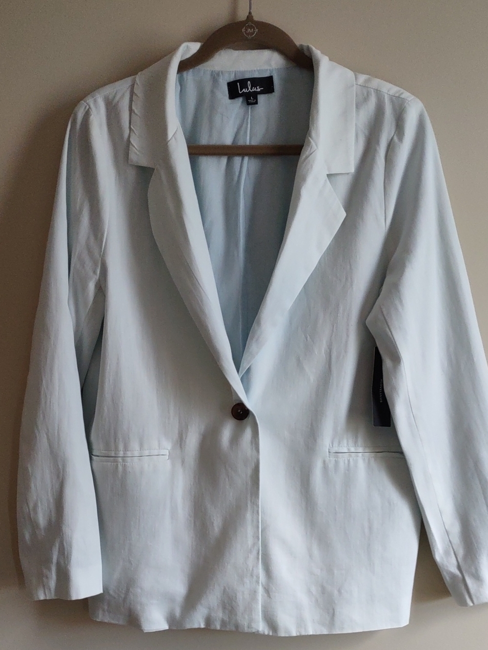Lulu's Pale Blue Single-Button Blazer. NWTS. Size Large